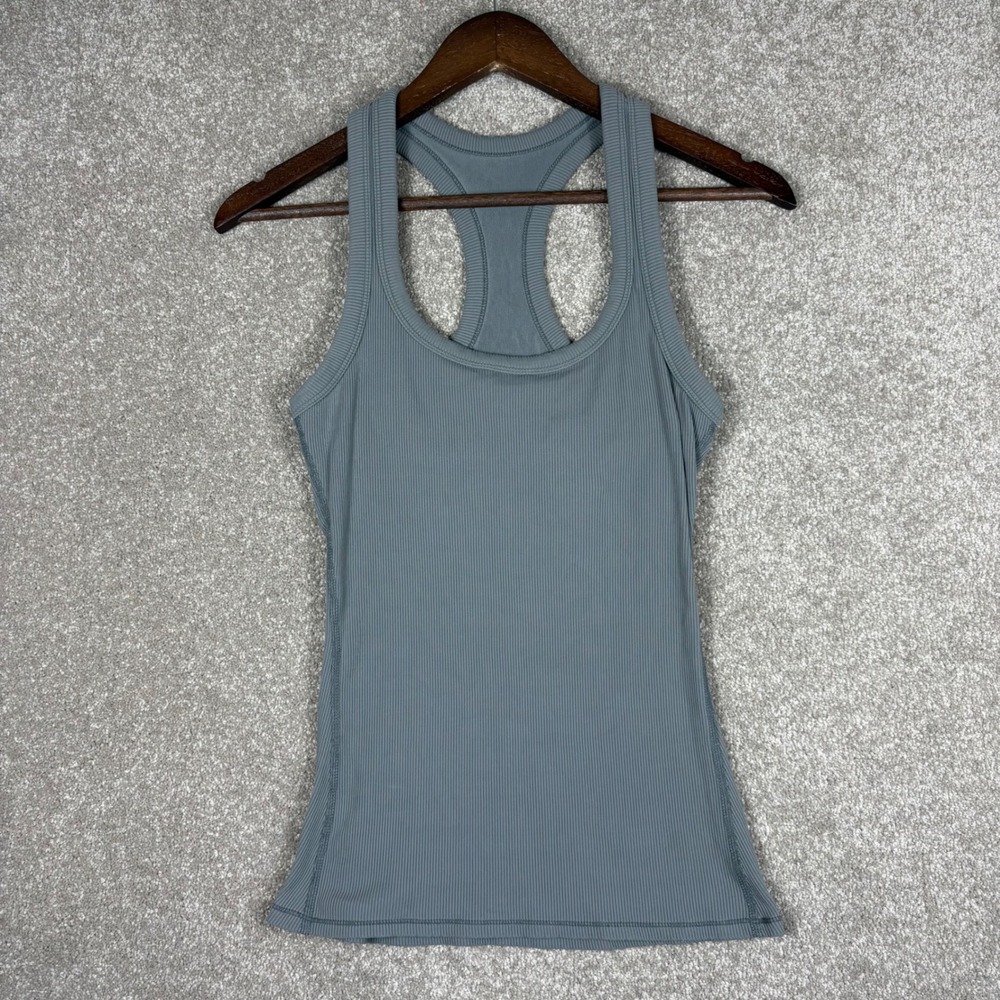 Alo Yoga Ribbed Racerback Tank Top Grey Athletic Women Size S